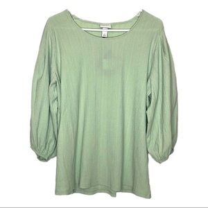 NWT Ava & VIV Mint Green Balloon 3/4 Sleeve Gauze Top